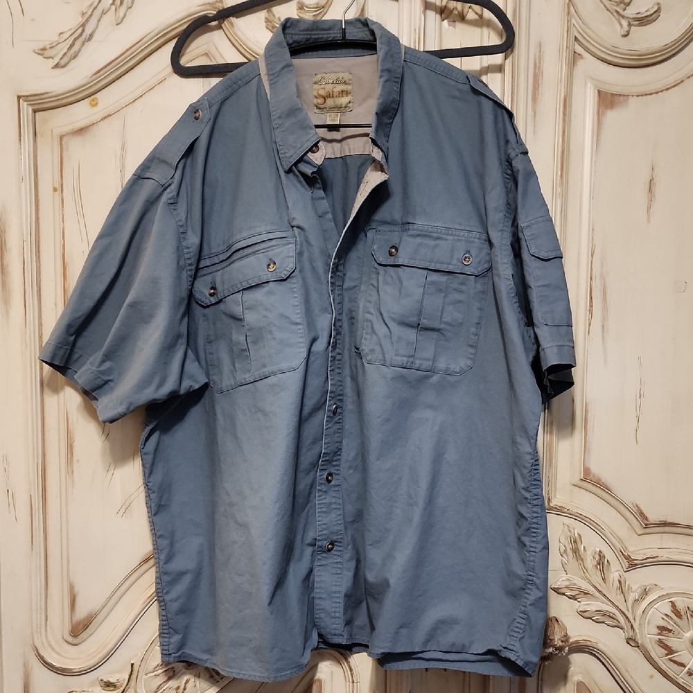 Cabela's Blue-green Short Sleeve Button-Up Shirt